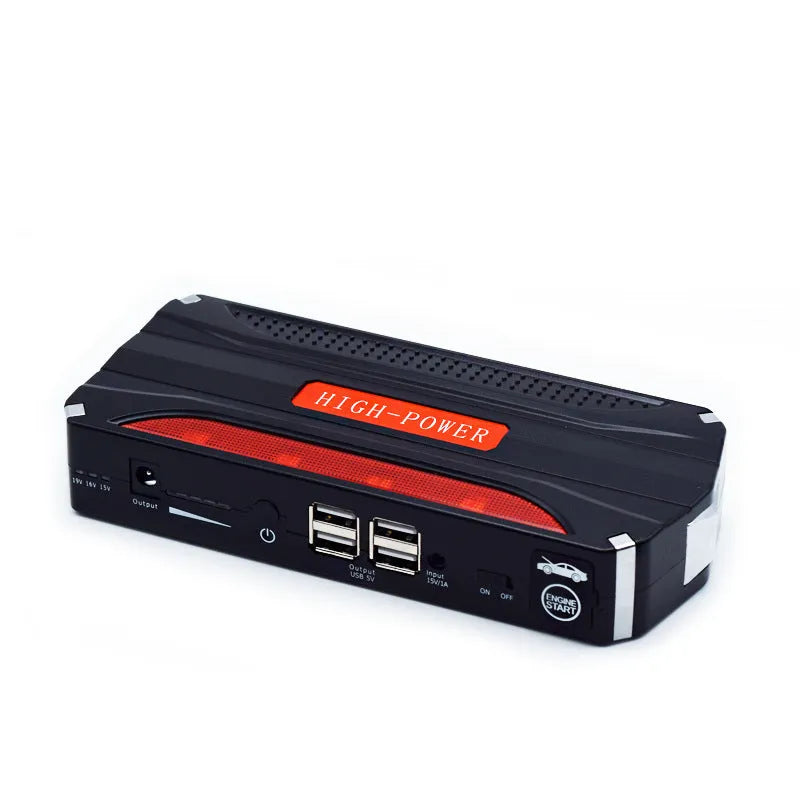 Black-red 12V vehicle emergency starting power supply with 7800mAh battery capacity
