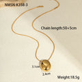 Gold-plated geometric necklace with stainless steel chain on display showing pendant detail