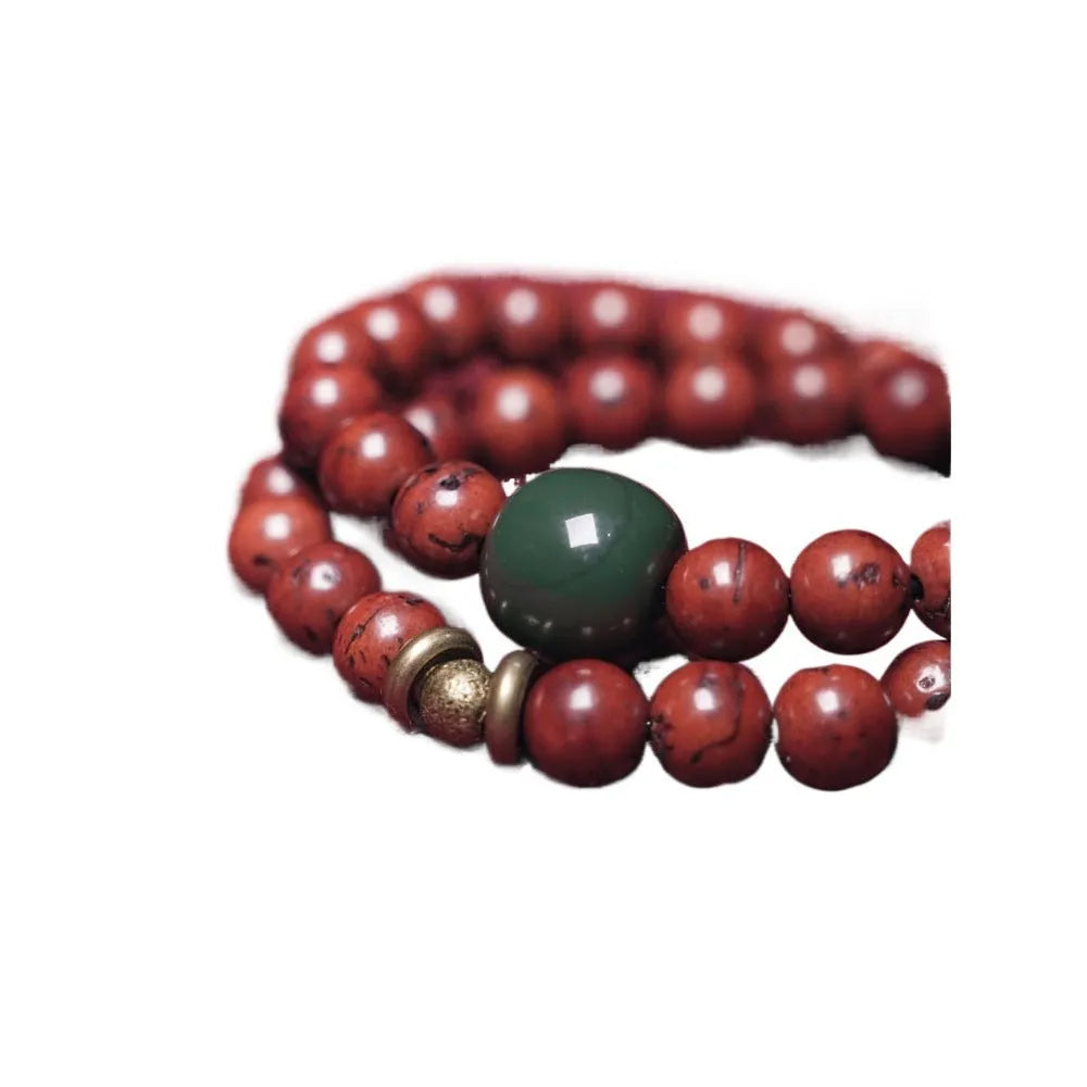 Handmade bodhi double circle bracelet retro style for women with natural seeds