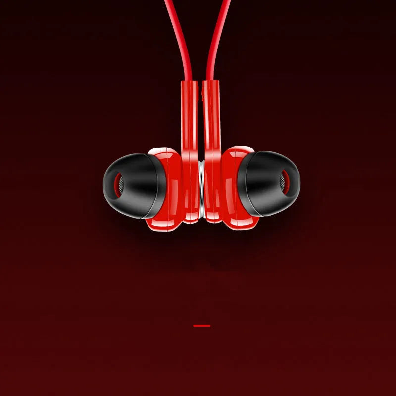 G03 black red white neckband sports Bluetooth earphones with neck-hanging design and USB cable