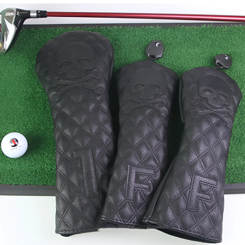 Black and white PU waterproof protective sleeve for a golf club wooden pole.