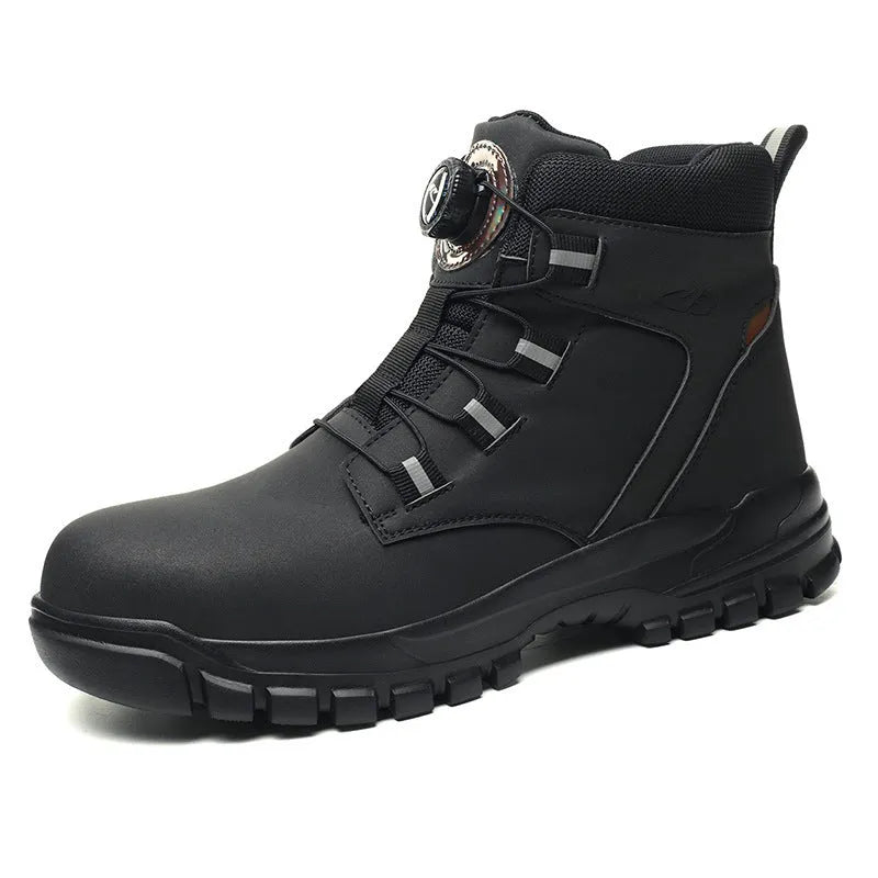 Leather and rubber anti-smashing safety shoes in black, yellow and grey colour options