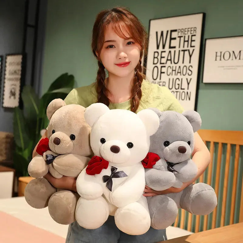 Brown teddy bear plush pillow doll with PP cotton filling and short plush exterior