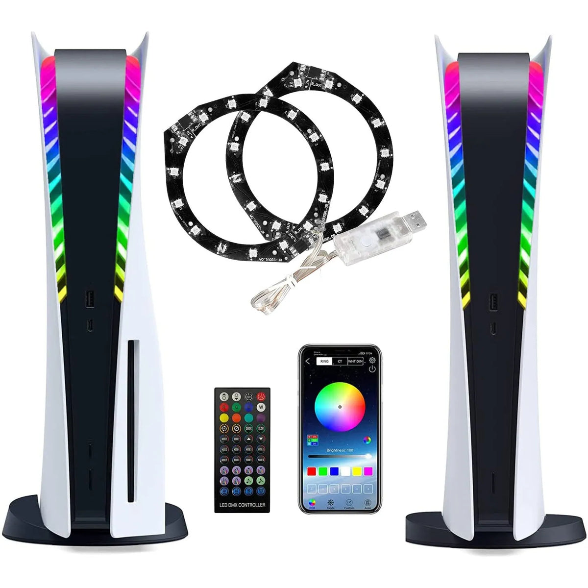 PS5 host ambience light neon decorative surrounding game accessory measuring 13 x 6.5 x 1cm in colour box packaging