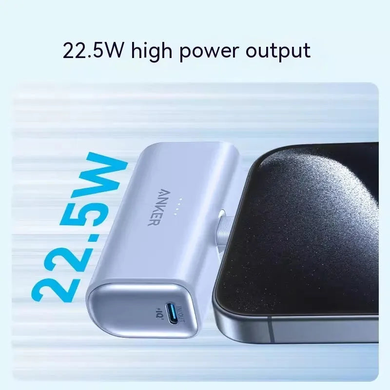 Capsule power bank 5000mAh portable charger with foldable Type-C head in five colour options