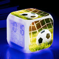 Football pattern square alarm clock with digital display and mute alarm function for student children