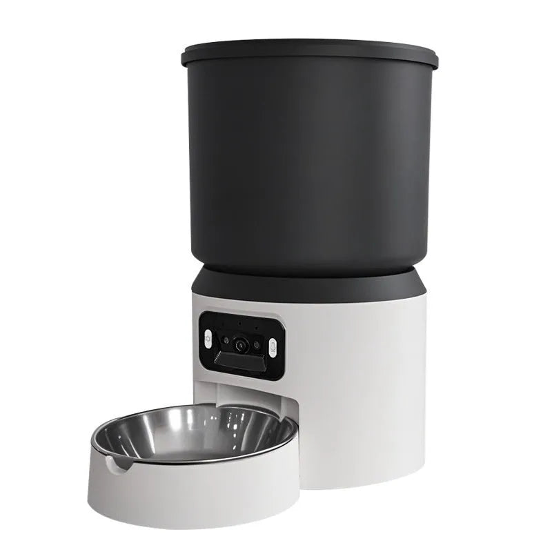 4L smart pet feeder with Wi-Fi connectivity and optional video monitoring