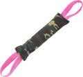 Beige jute dog tug toy with two handles, measuring 30cm long for interactive training