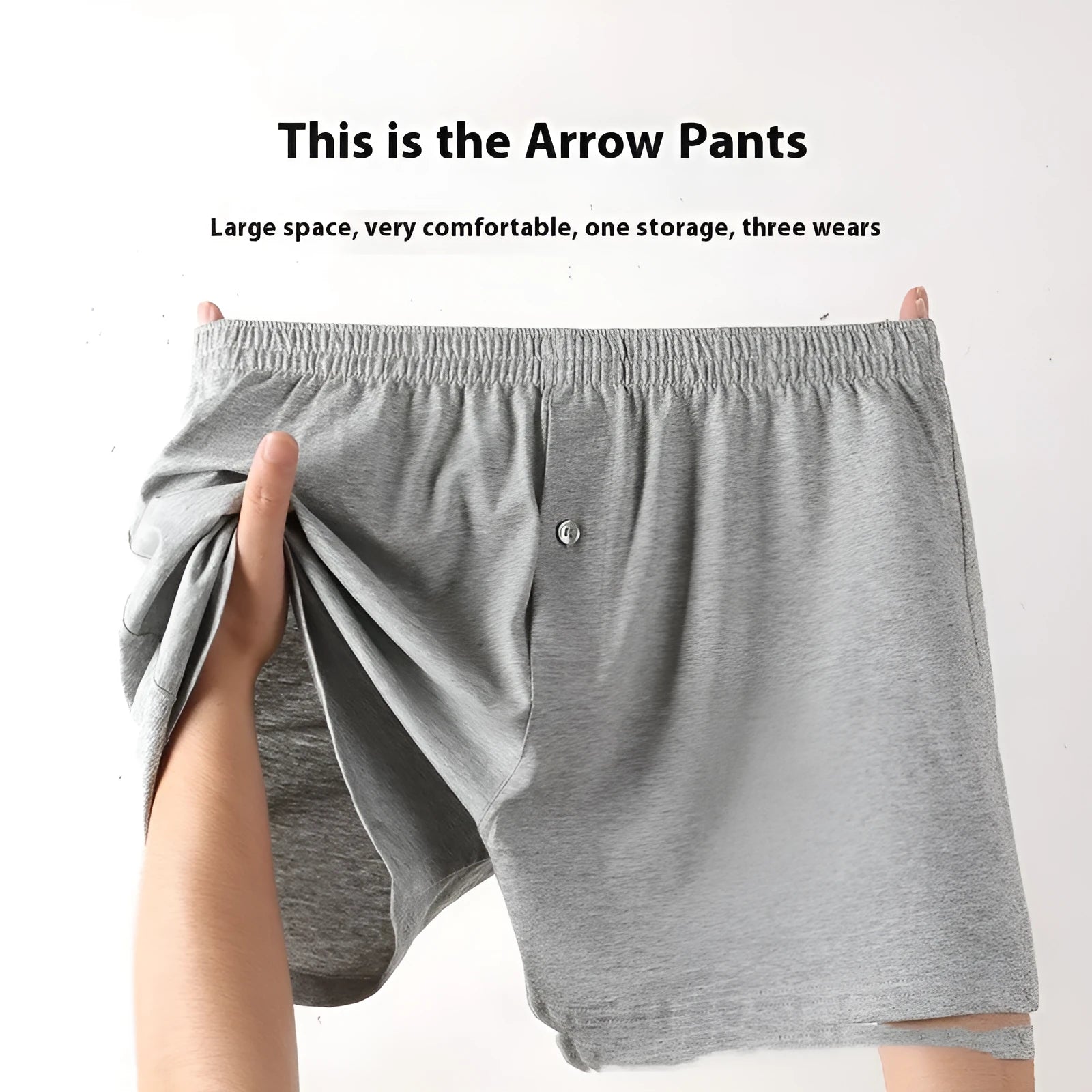 Men's solid colour cotton boxer shorts with a high waist and loose fit.