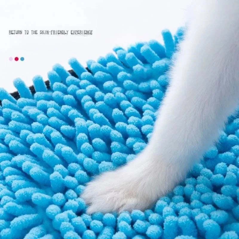 Blue quick-dry microfiber pet bath towel measuring 62 by 23 cm for dog and cat drying