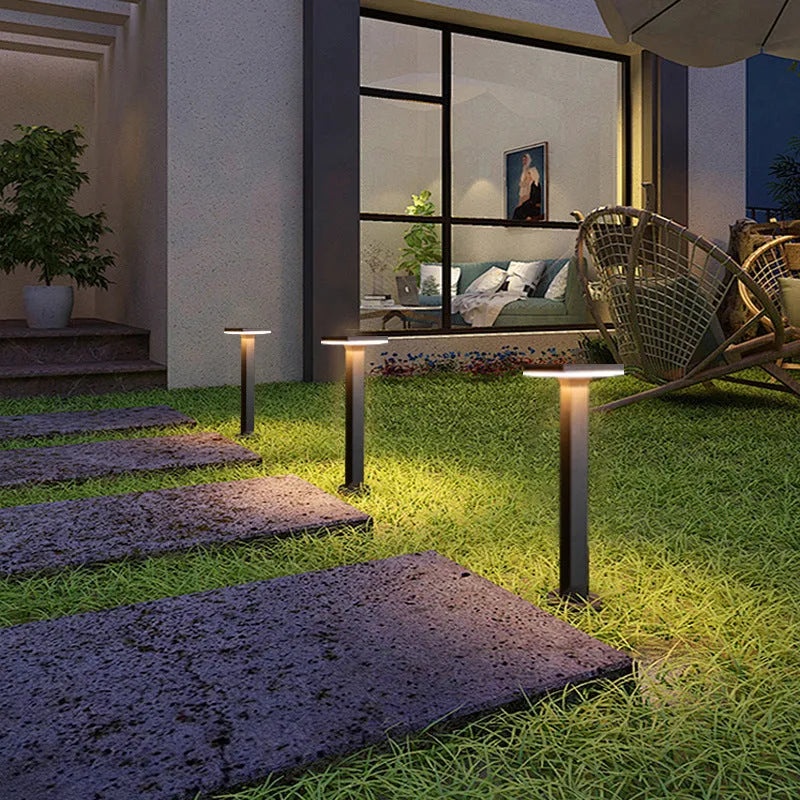 IP65 aluminium LED outdoor lawn lamp in 300mm or 600mm round or square design for garden and courtyard