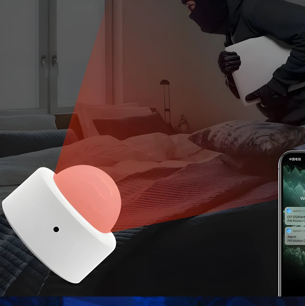 White infrared motion sensor with ZigBee wireless connectivity for home security