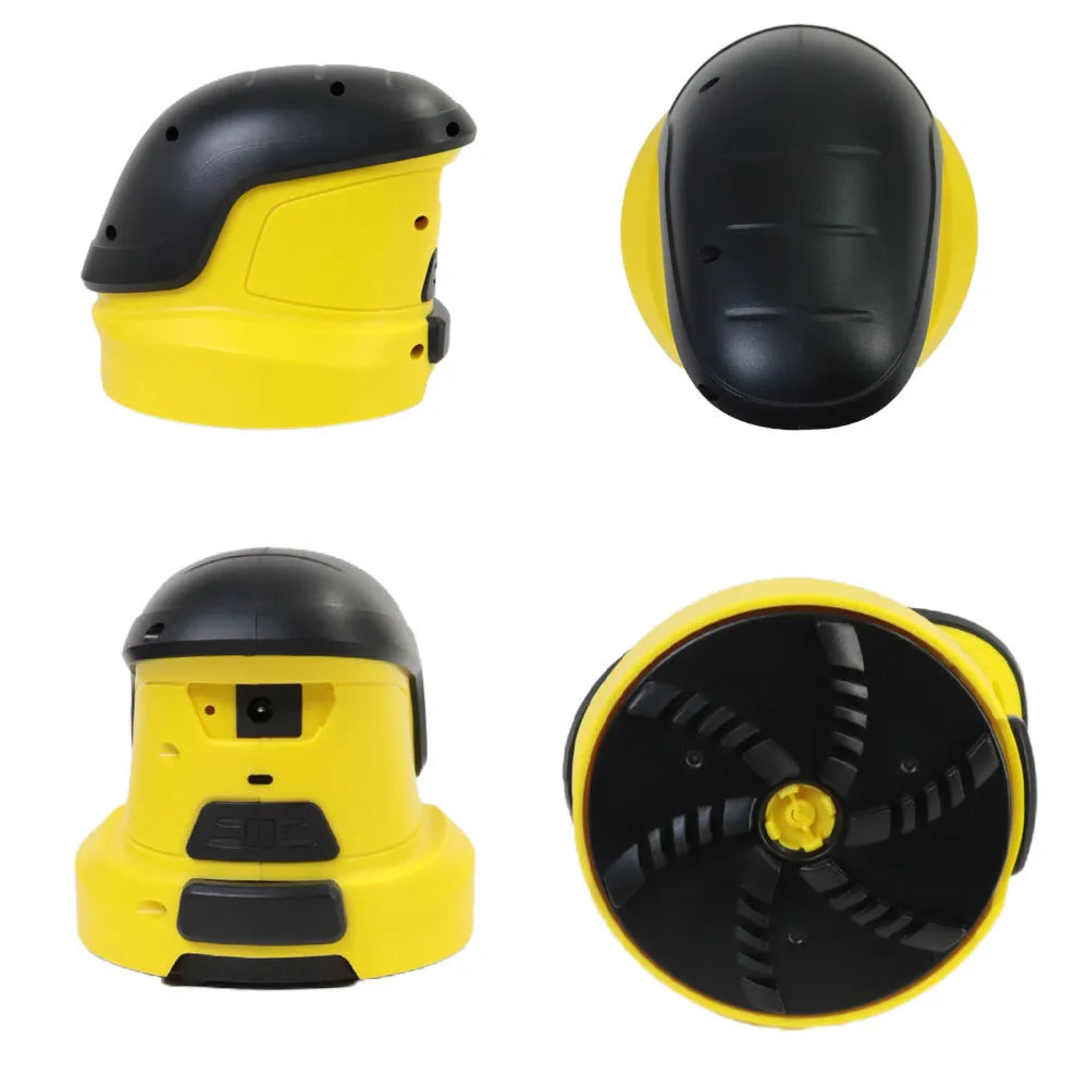 Yellow cordless electric car ice scraper with USB charging cable