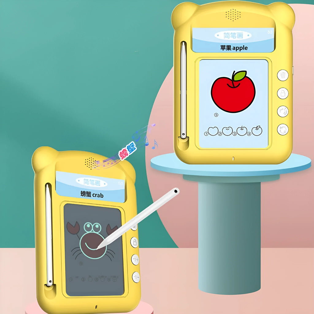 Yellow ABS plastic bilingual early learning machine with educational cards for toddlers