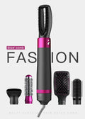 Grey 5-in-1 hot air comb curler hair dryer with styling comb and US Standard plug