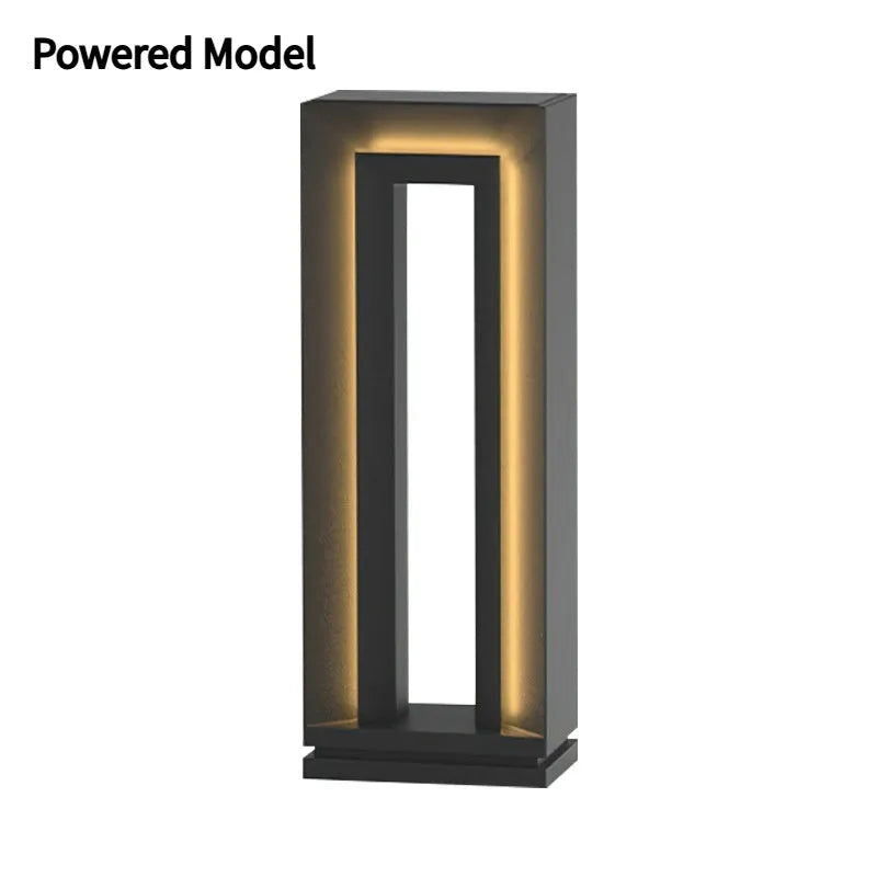 Geometric abstract art outdoor garden landscape lamp in stainless steel and acrylic construction
