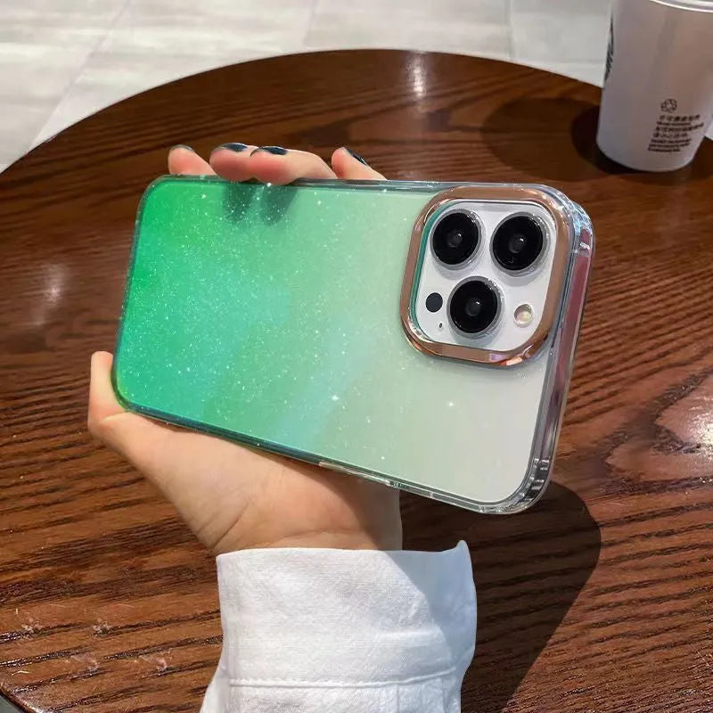 Starry gradient acrylic transparent mobile phone case back cover for iPhone, rainbow colour option