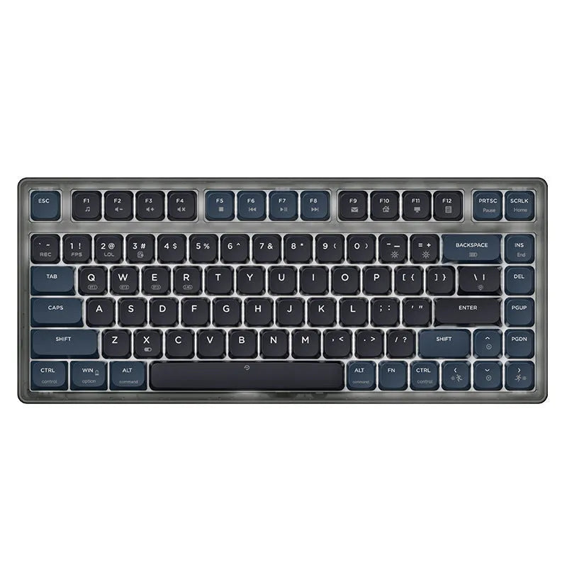 Ajazz AK832PRO three-mode mechanical keyboard in green colour with RGB lighting and compact 81-key layout.