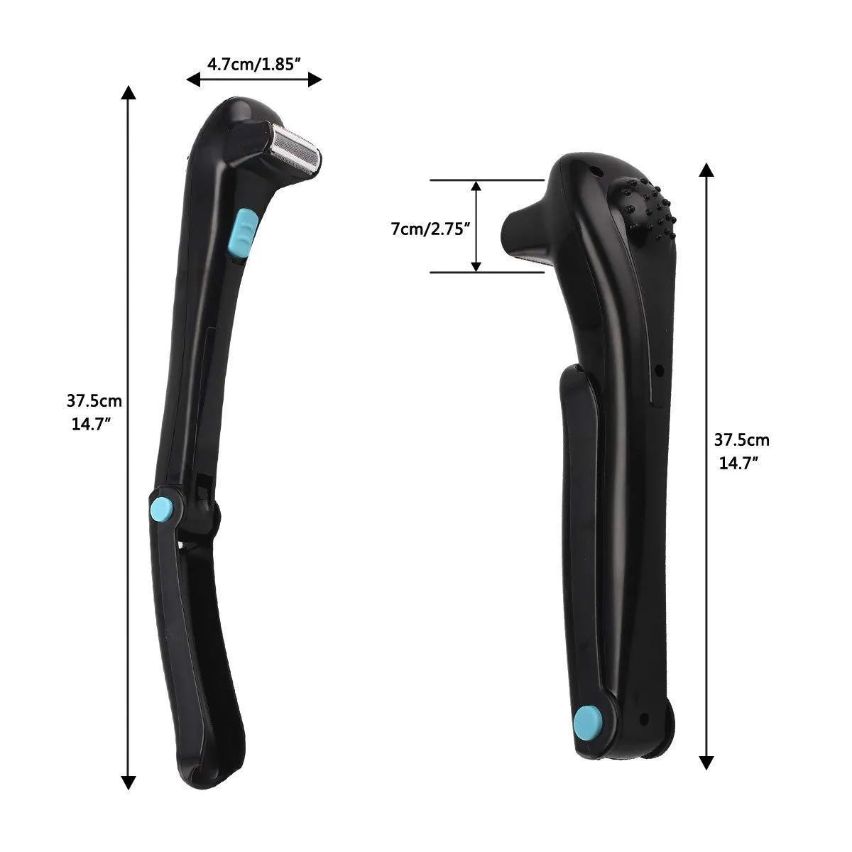 Black folding body electric shaver for portable hair removal.