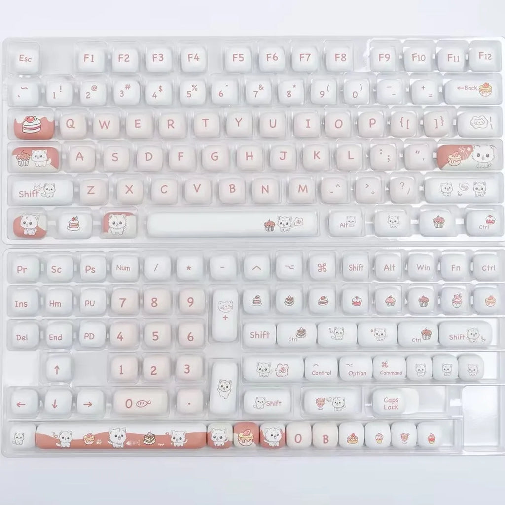 Dessert Cat MOG round sublimation key cap with cartoon dessert cat design for mechanical keyboards