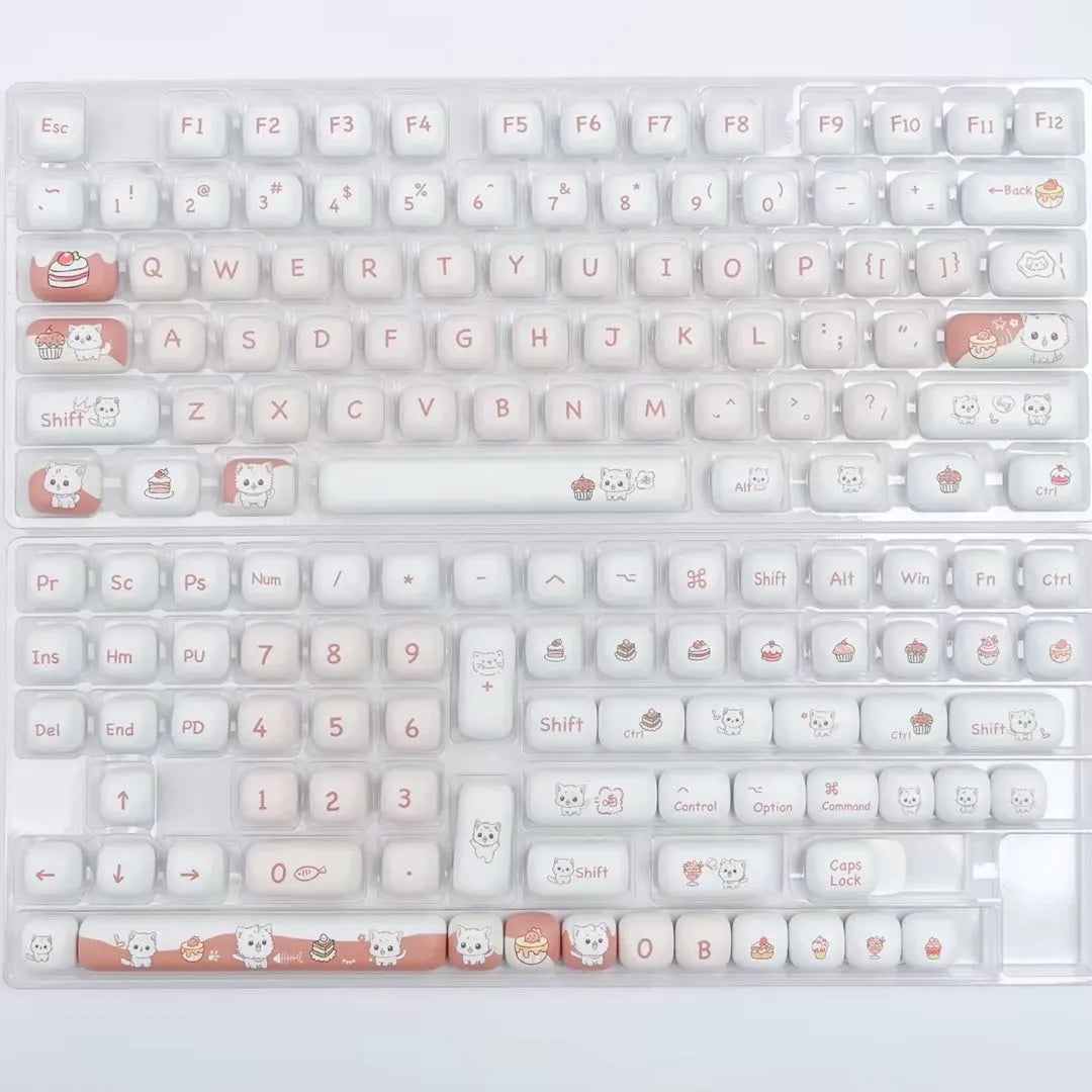 Dessert Cat MOG round sublimation key cap with cartoon dessert cat design for mechanical keyboards