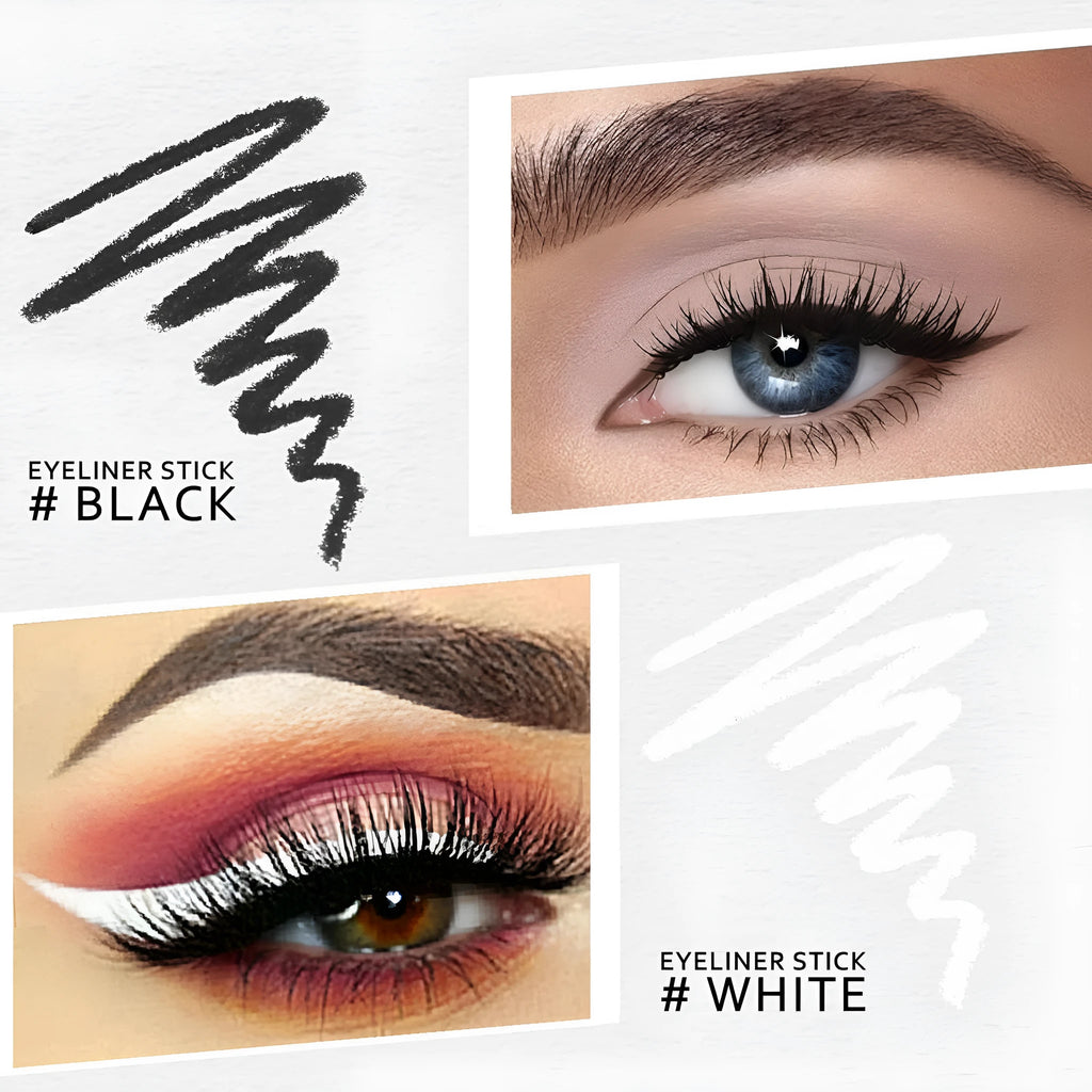 12-piece black and white waterproof eyeliner pencil set with sharpener for eyebrows, eyeshadow, and lips