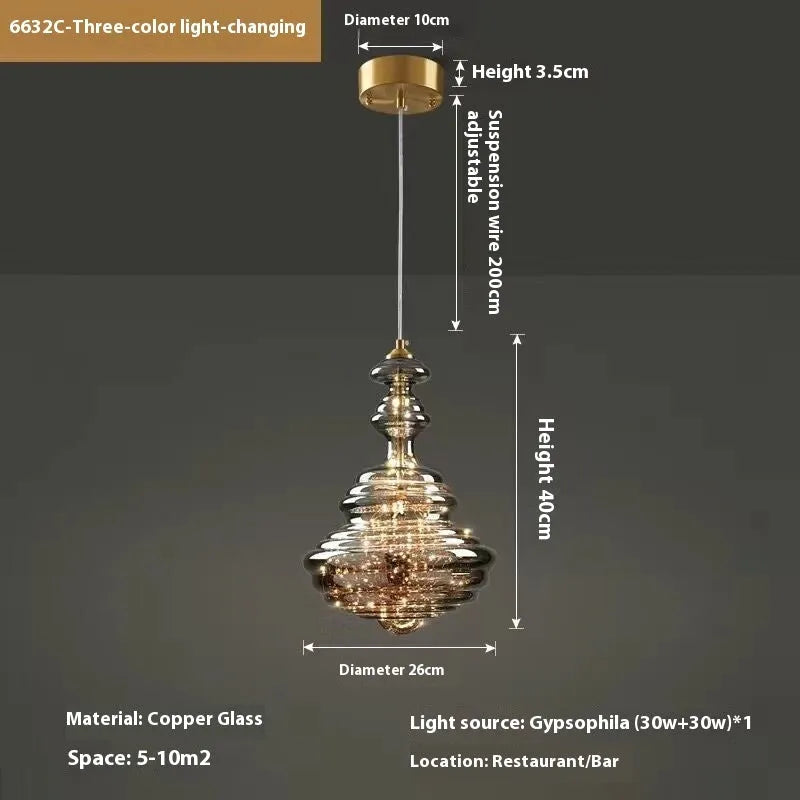 Modern glass chandelier ceiling lamp with adjustable drop length in contemporary simplicity style