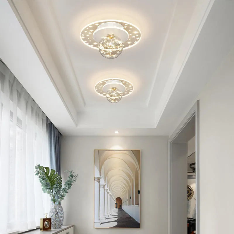 Modern minimalist corridor ceiling lamp with remote control in gold, black, or white finish