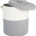 Extra large cotton string laundry basket with lid in brown, grey, zebra or colour matching, woven cotton thread storage hamper