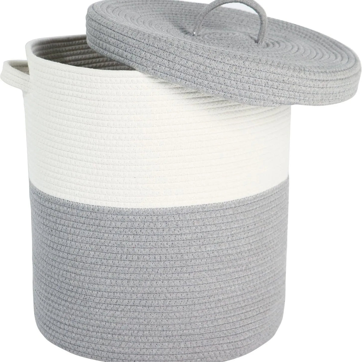 Extra large cotton string laundry basket with lid in brown, grey, zebra or colour matching, woven cotton thread storage hamper