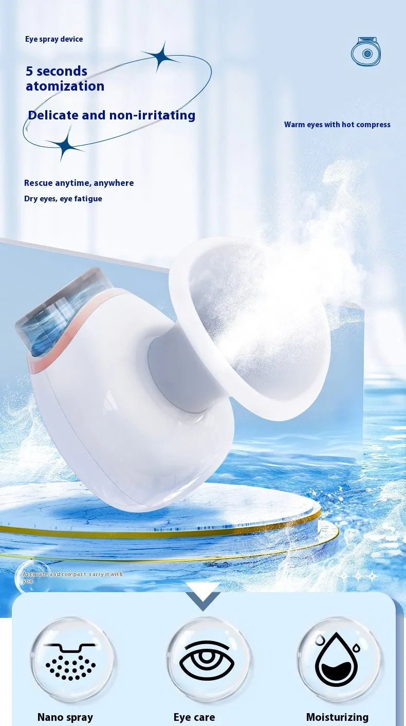 White and purple household eye humidifier with lithium battery and charging cable
