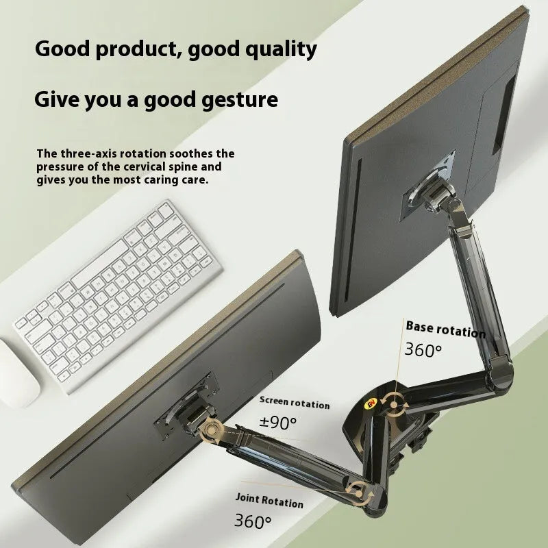 Dual screen computer monitor bracket with vertical lifting mechanism in aluminium alloy construction