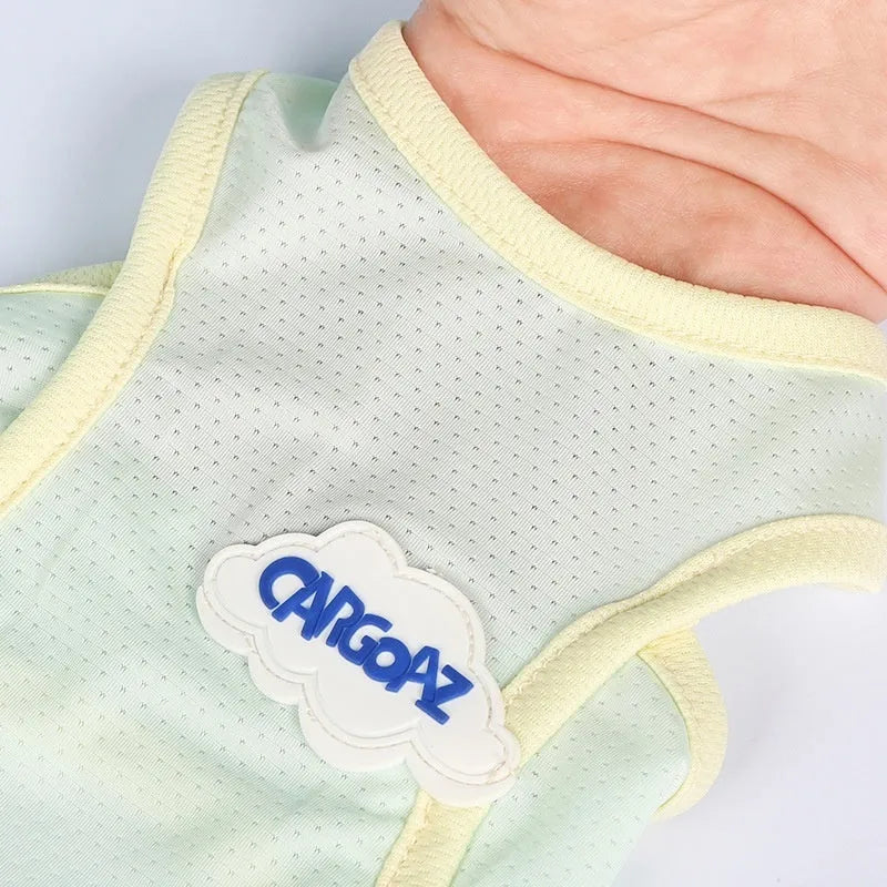 Grass green polyester cat vest with anti-lint properties for summer wear