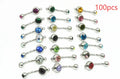 Medical steel belly button ring with Czech diamond finish in fruit shape, available in 10 colours including white and black