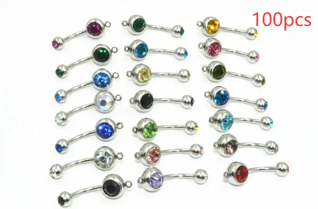 Medical steel belly button ring with Czech diamond finish in fruit shape, available in 10 colours including white and black