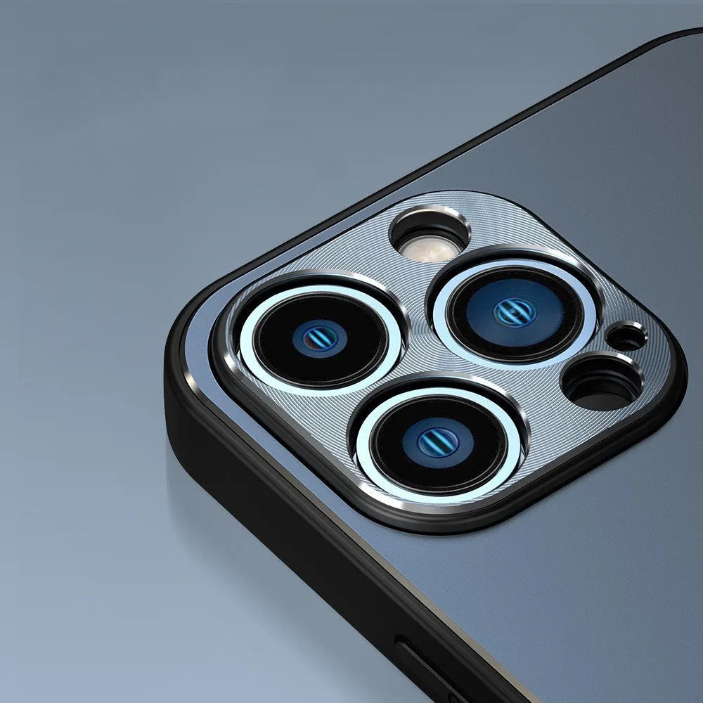 Skin feel metal frosted phone case for iPhone 14, aluminium alloy and TPU, black colour