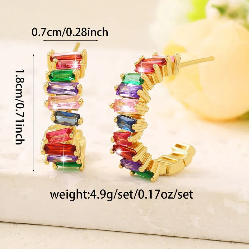 High-grade fashionable temperamental all-match ear studs in electroplated copper with irregular geometric shape