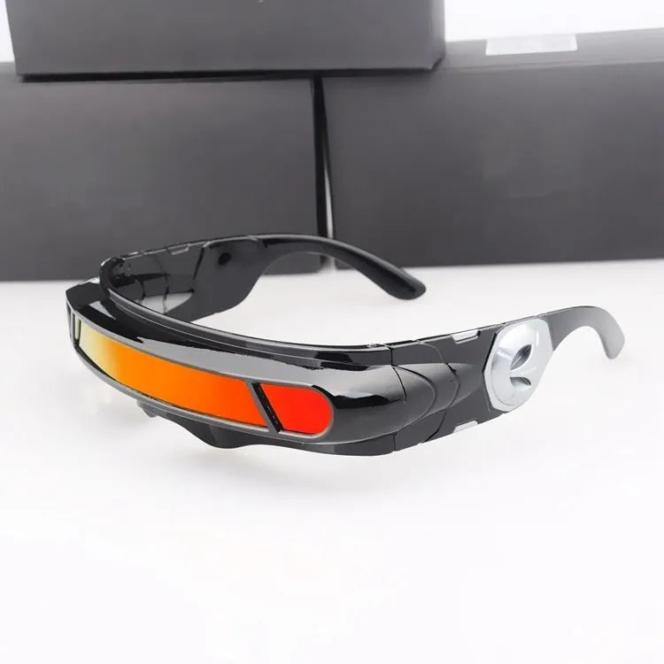 Black frame sports sunglasses with polarised lenses in grey, red mercury, or blue mercury colour options