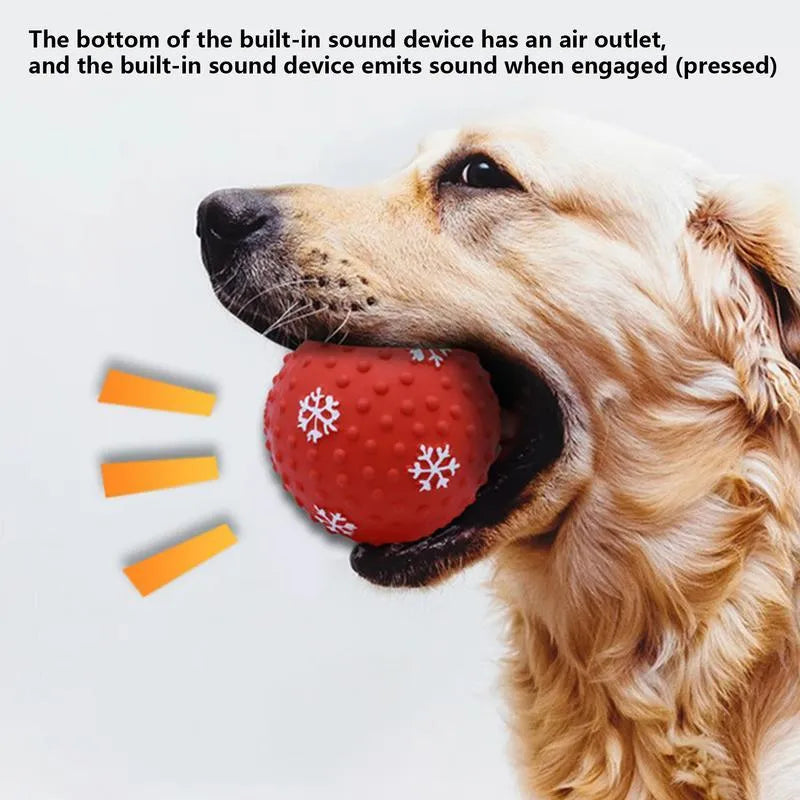 Red and green dog toy balls with squeaker and air vents 7cm for small medium dogs