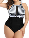 Women's solid colour, floral, and striped one-piece swimsuit in sizes L to 4XL