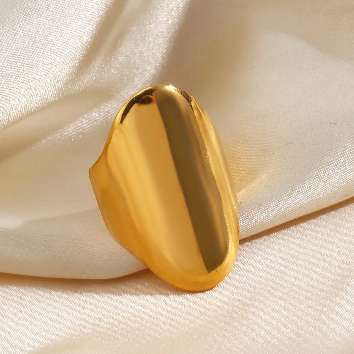 Stainless steel thick geometric ring for women in gold or steel colour, simple style electroplated band