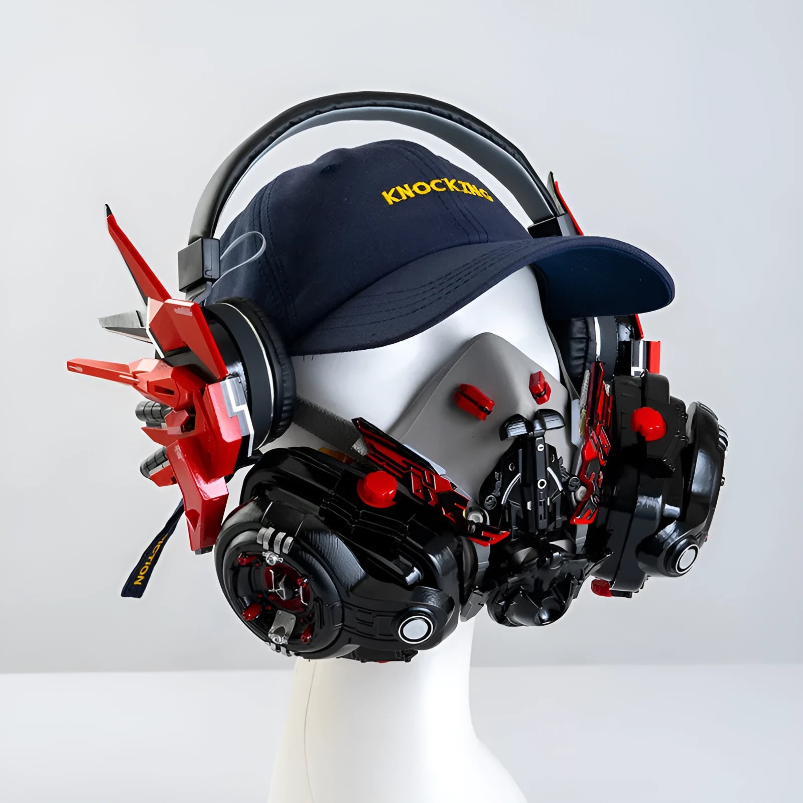 Men's Tech Mecha Wireless Bluetooth Headphones in four colours: Red, Blue, Pink, White, with plastic build