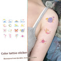 Butterfly moon colour shoulder clavicle tattoo sticker water transfer printing Chinese style geometric design