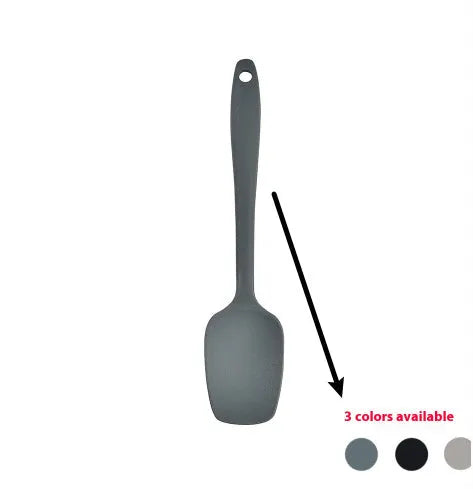 12-piece silicone kitchen utensil set with rotating storage bucket in black, includes spatula, ladel, and cooking tools