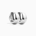 Pair of S925 sterling silver round hoop earrings with glossy electroplated finish in gold or white gold