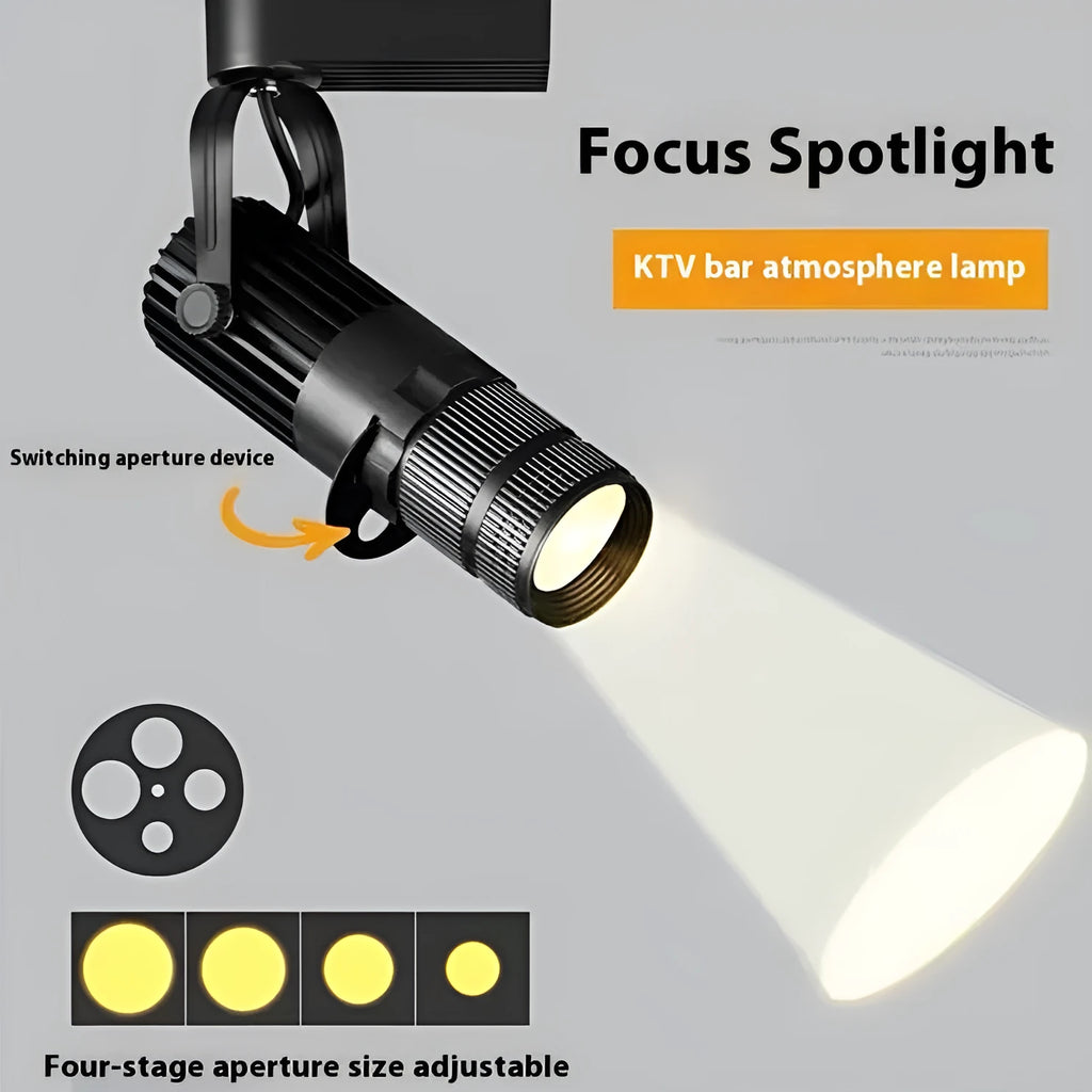 Black surface-mounted 20W LED spotlight with aluminium shell for restaurant lighting