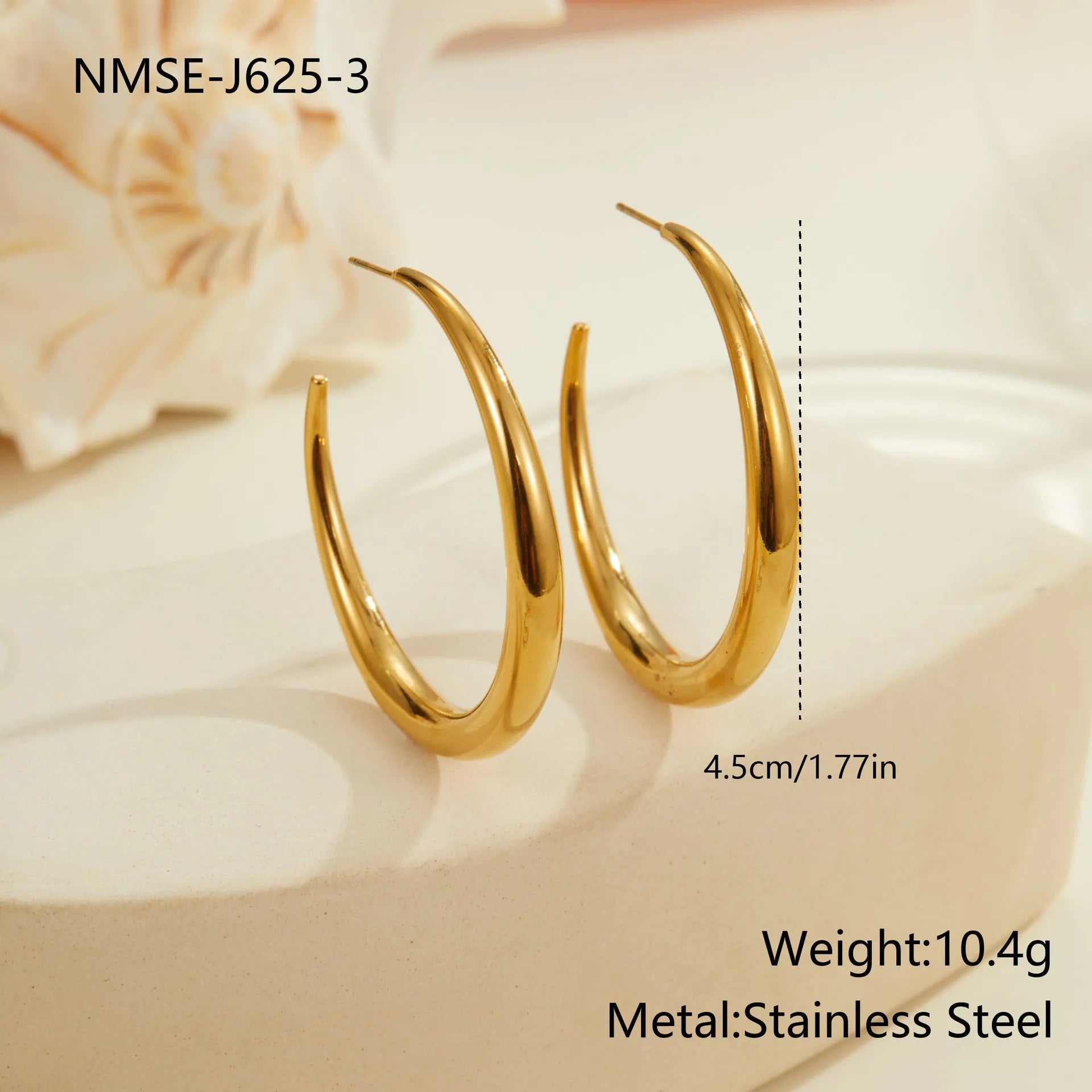 Geometric titanium steel hoop earrings in gold and steel finish options