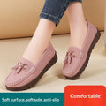 Women's plus-size suede moccasins flat loafers wedge heel non-slip beige gray pink
