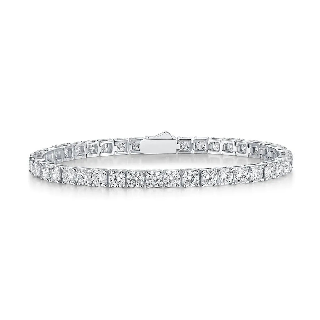 S925 silver moissanite tennis lace bracelet with round-cut geometric stones, unisex style