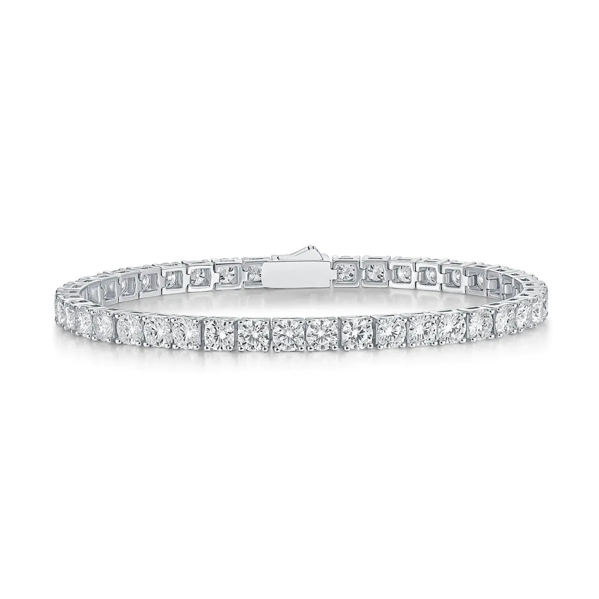 S925 silver moissanite tennis lace bracelet with round-cut geometric stones, unisex style